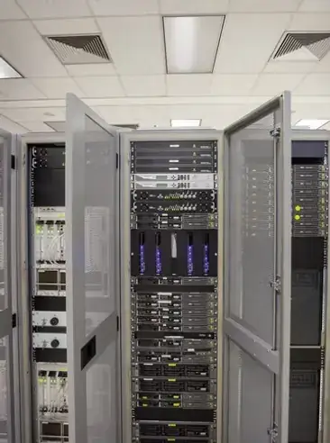 Server racks inside the World Park data center in Alpharetta