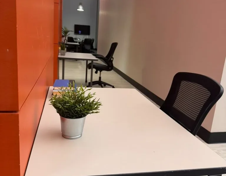 Dedicated desk in the open coworking space at World Park Alpharetta