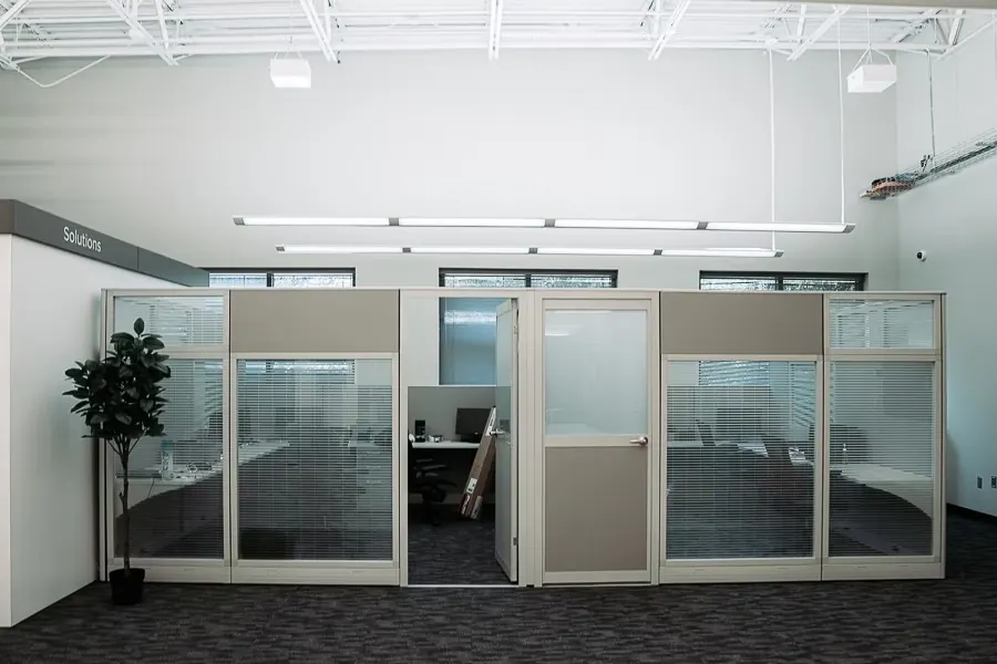 Modular glass offices at World Park in Alpharetta, GA