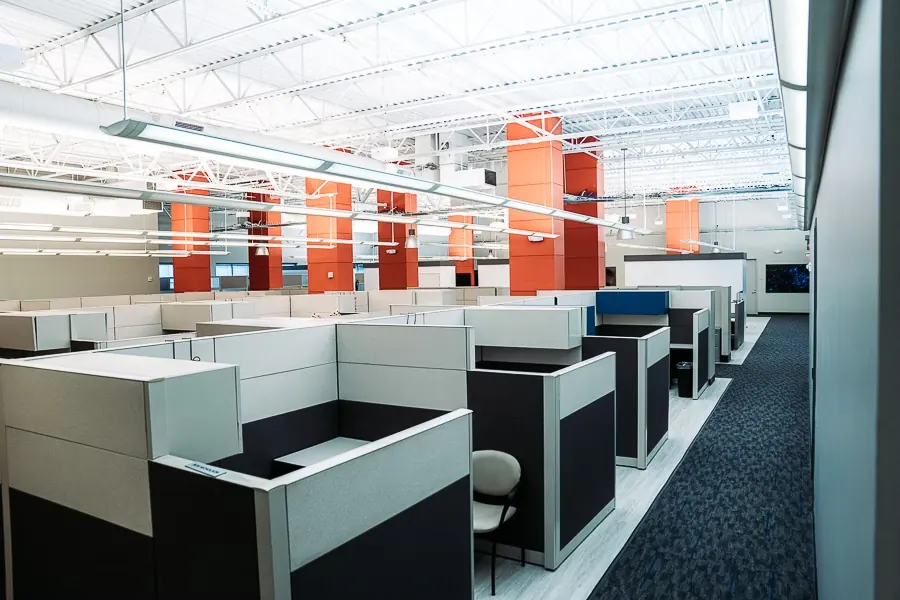 Open workspace with dedicated desks at World Park coworking space in Alpharetta