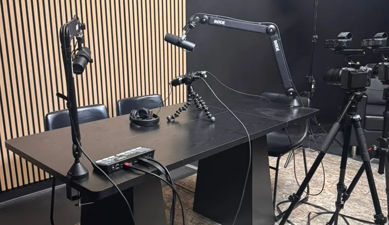 Broadcast-ready podcast and video studio at World Park in Alpharetta, Georgia